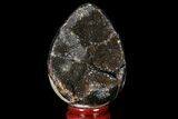 Septarian Dragon Egg Geode - Black Crystals #83176-1